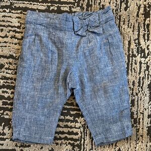 NWOT Janie and Jack Blue Chambray Baby Pants with Bow 3/$30
